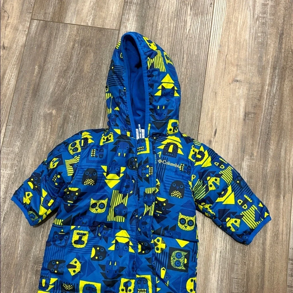 Columbia Snuggly Bunny Down Puffer Baby Bunting 3-6 Months Blue Snowsuit